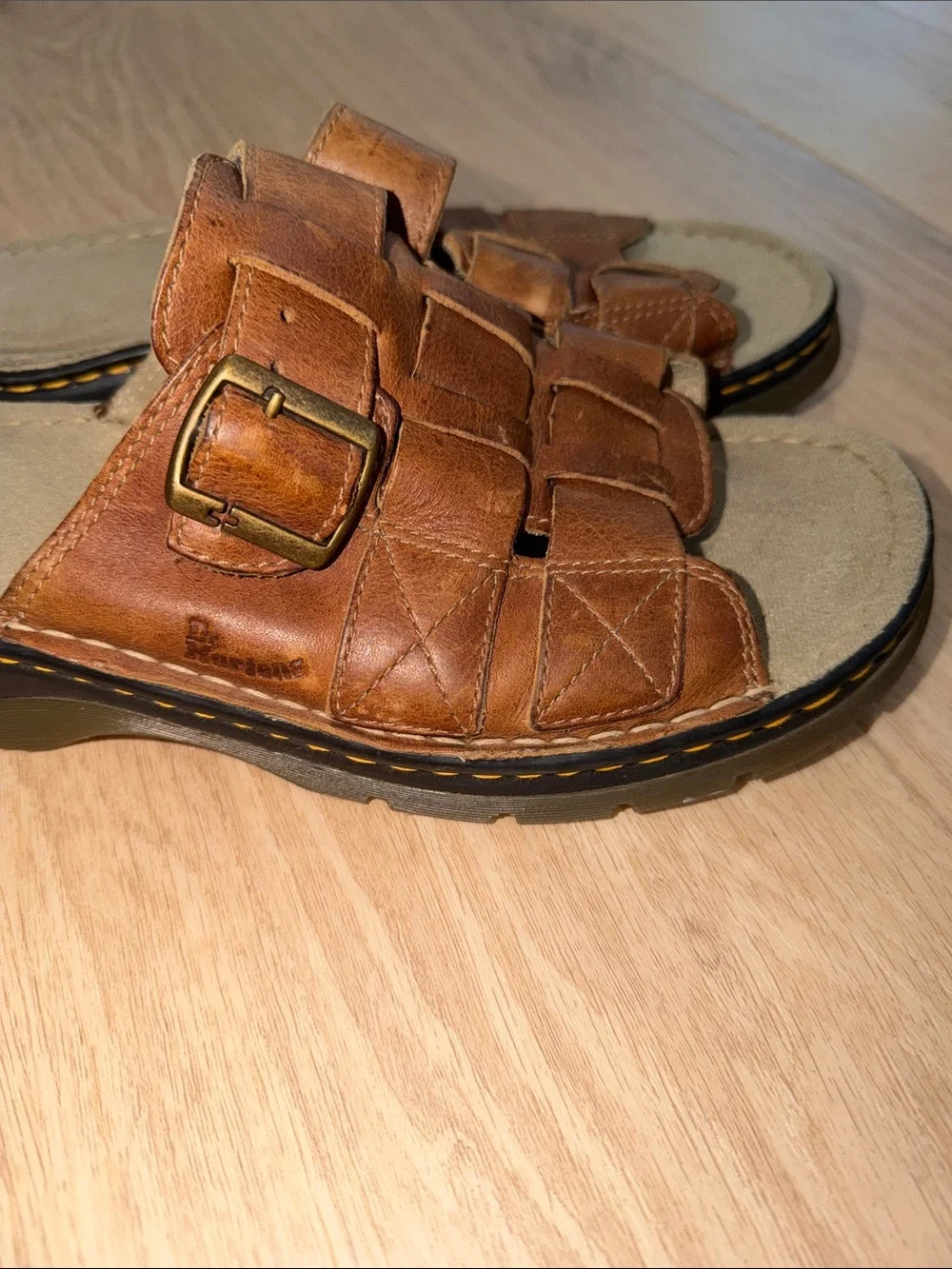 Dr. Martens brown leather fisherman slide Sandals w/Buckle vintage 90s men’s 10